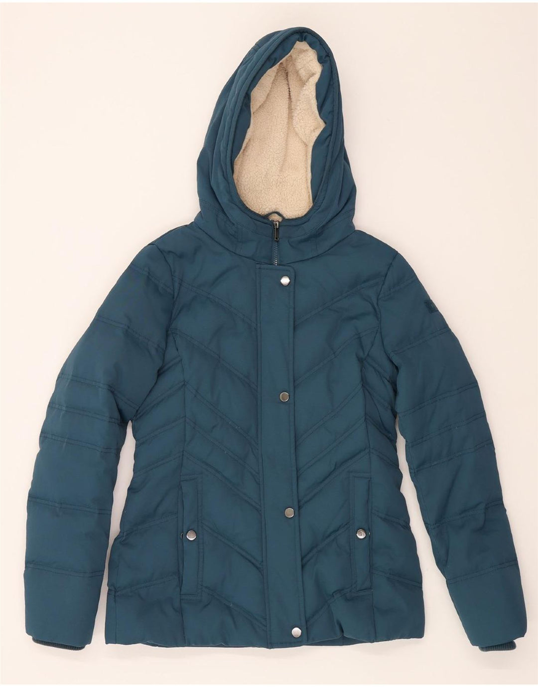 ESPRIT Womens Loose Fit Hooded Padded Jacket UK 6 XS Blue Polyester Vintage Esprit and Second-Hand Esprit from Messina Hembry 