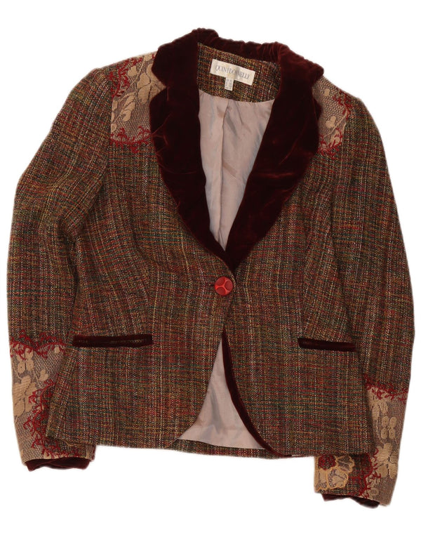 Quin And Donnelly Dame 1 Knap Blazer Jakke UK 10 Small Brown Floral