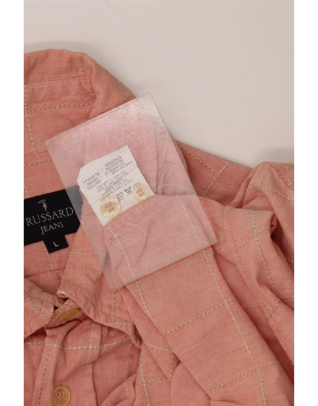TRUSSARDI JEANS Herreskjorte Stor pink ternet bomuld
