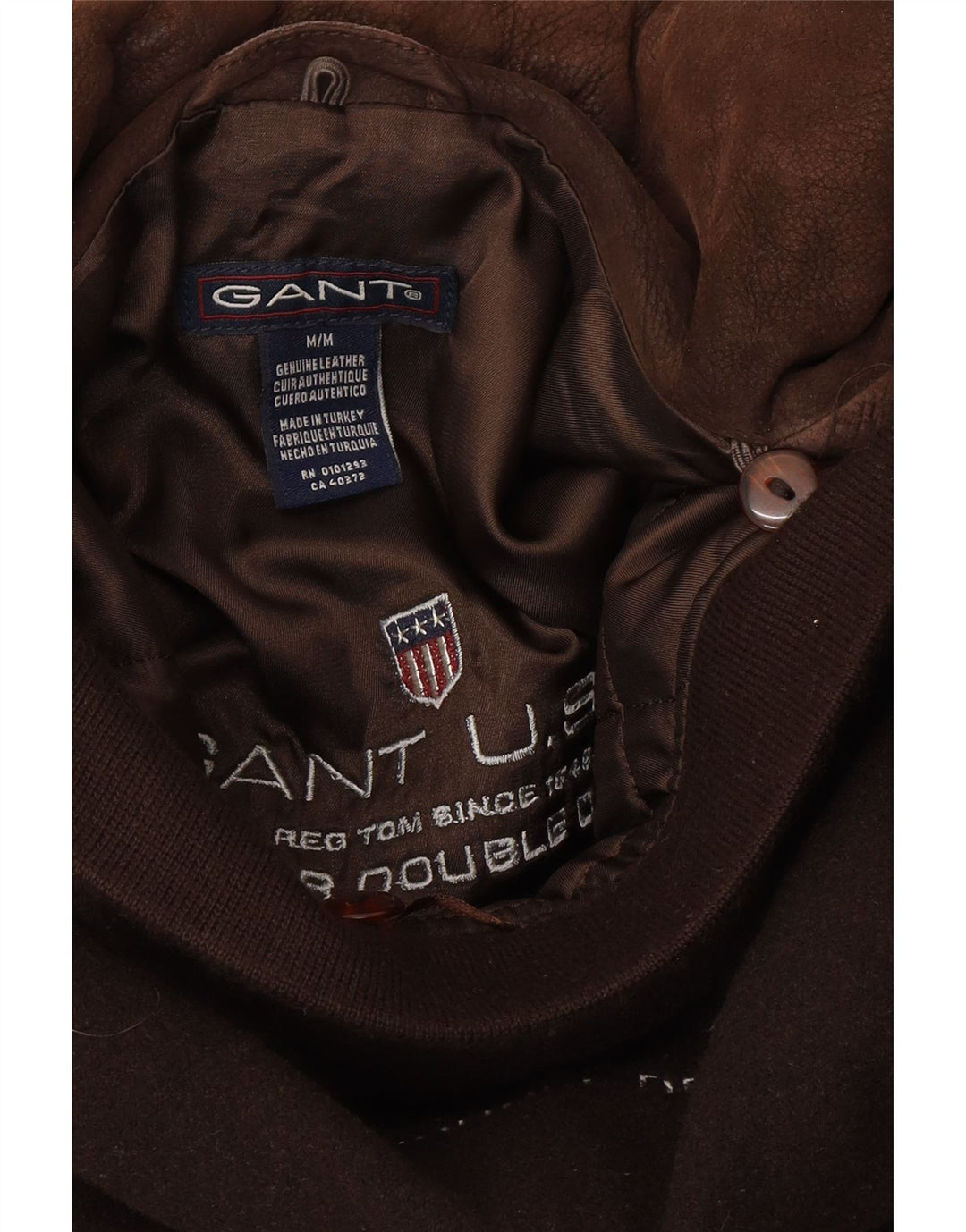 Gant Mens Loose Fit Leather Windbreaker Coat UK 38 Medium Brown