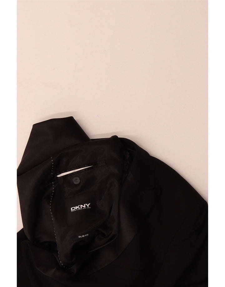DKNY Mens Slim Fit 2 Button Blazer Jacket EU 52 XL Black Wool