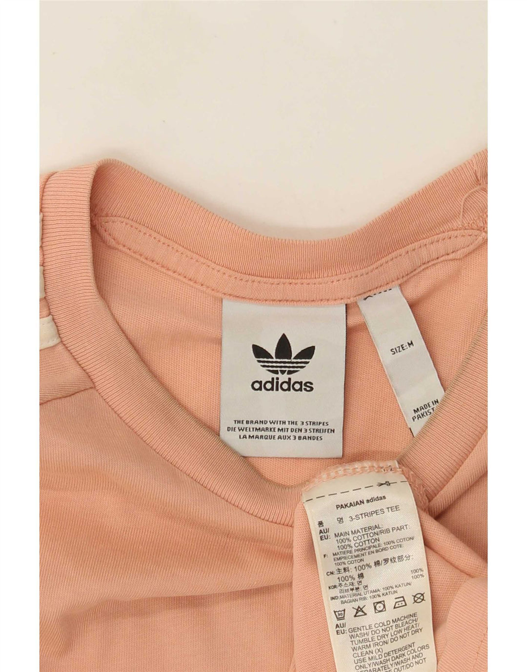 Adidas Mens T-Shirt Top Medium Pink Colourblock Cotton