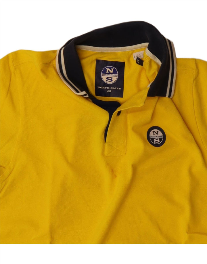 North Sails Mens Polo Shirt Medium Yellow Colourblock Cotton