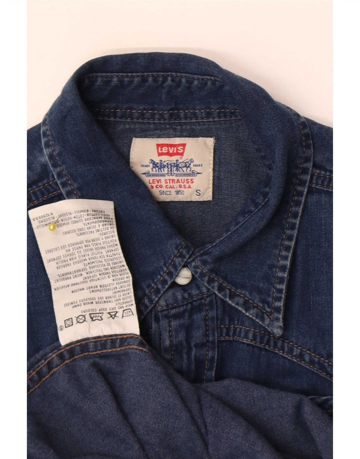 Camisa jeans masculina Levi's pequena azul algodão
