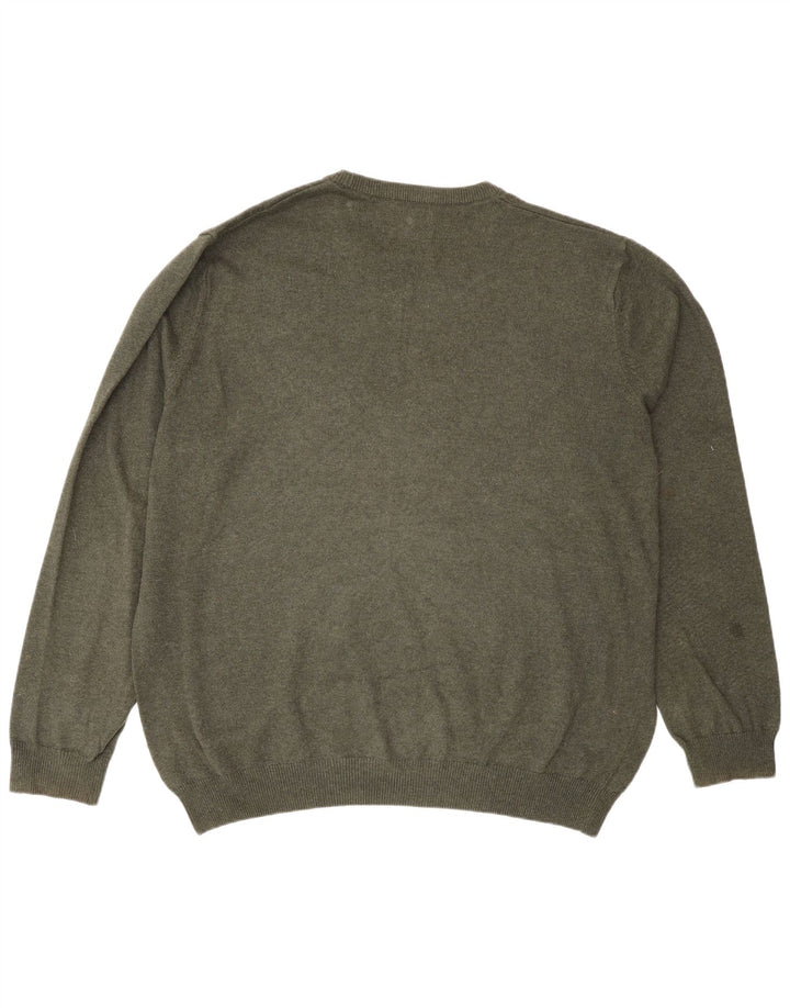 Marks & Spencer Mens Crew Neck Jumper Sweater 2XL Green Cotton
