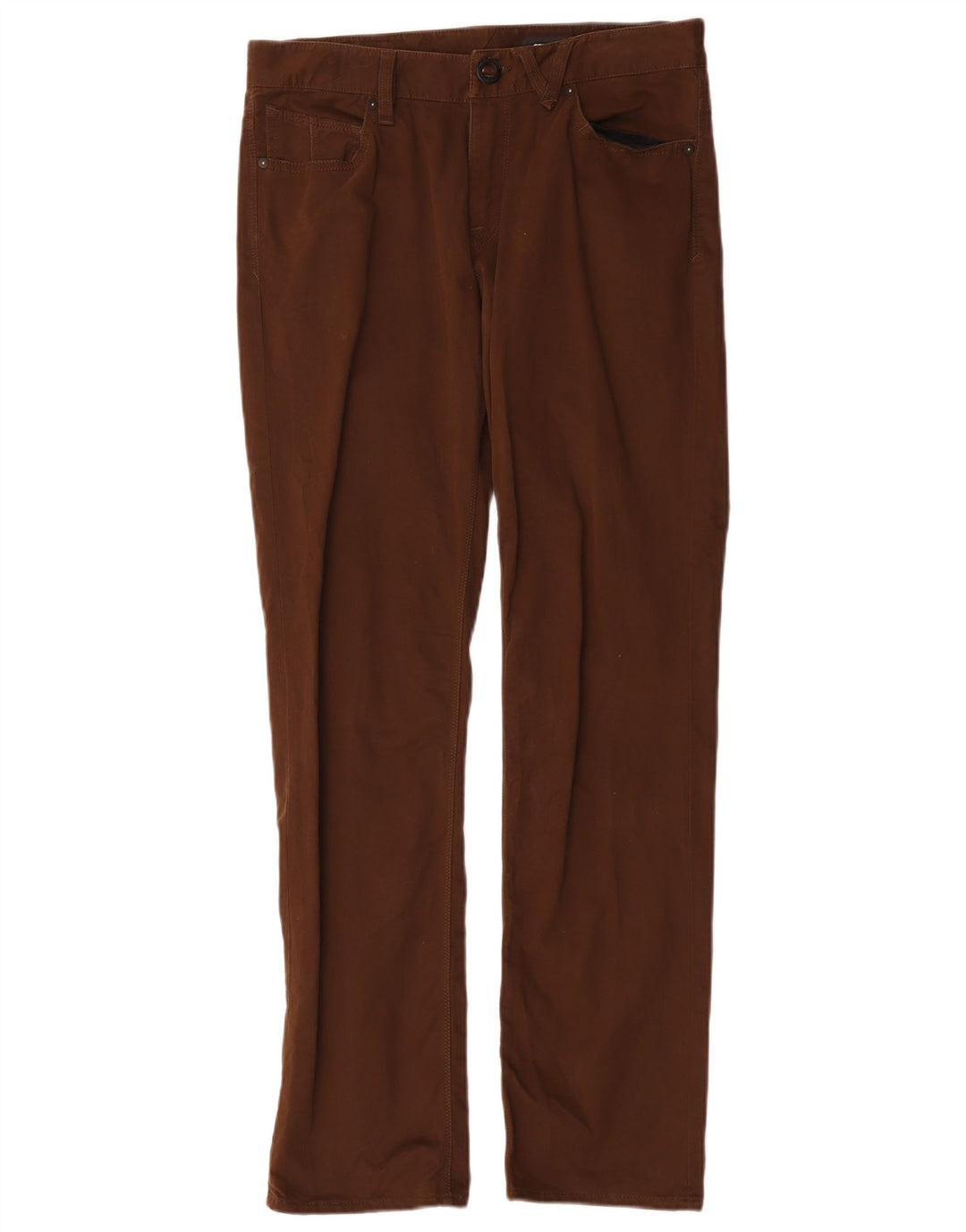 Pantaloni casual dritti da uomo Volcom Solver W30 L31 in cotone marrone