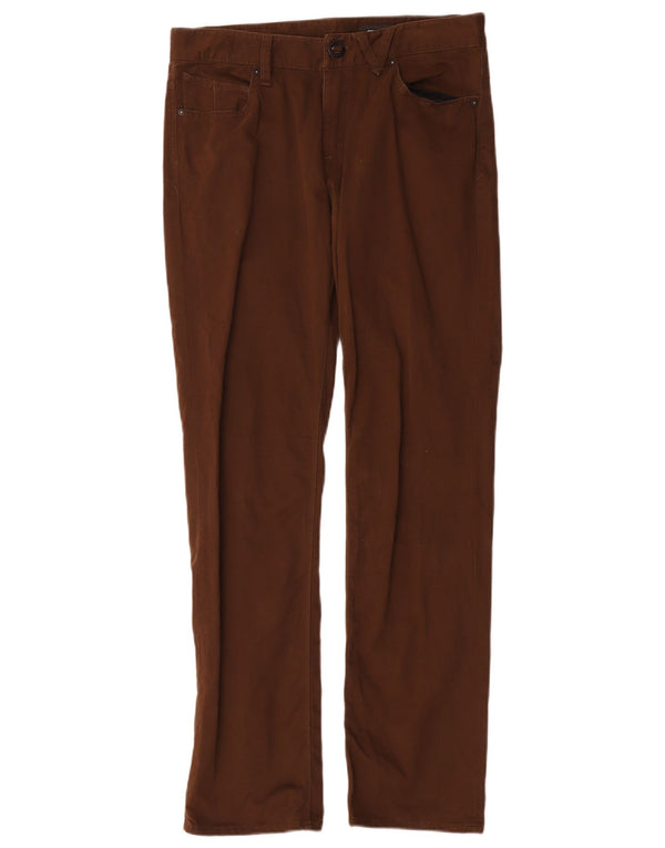 Volcom Mens Solver egyenes alkalmi nadrág W30 L31 barna pamut
