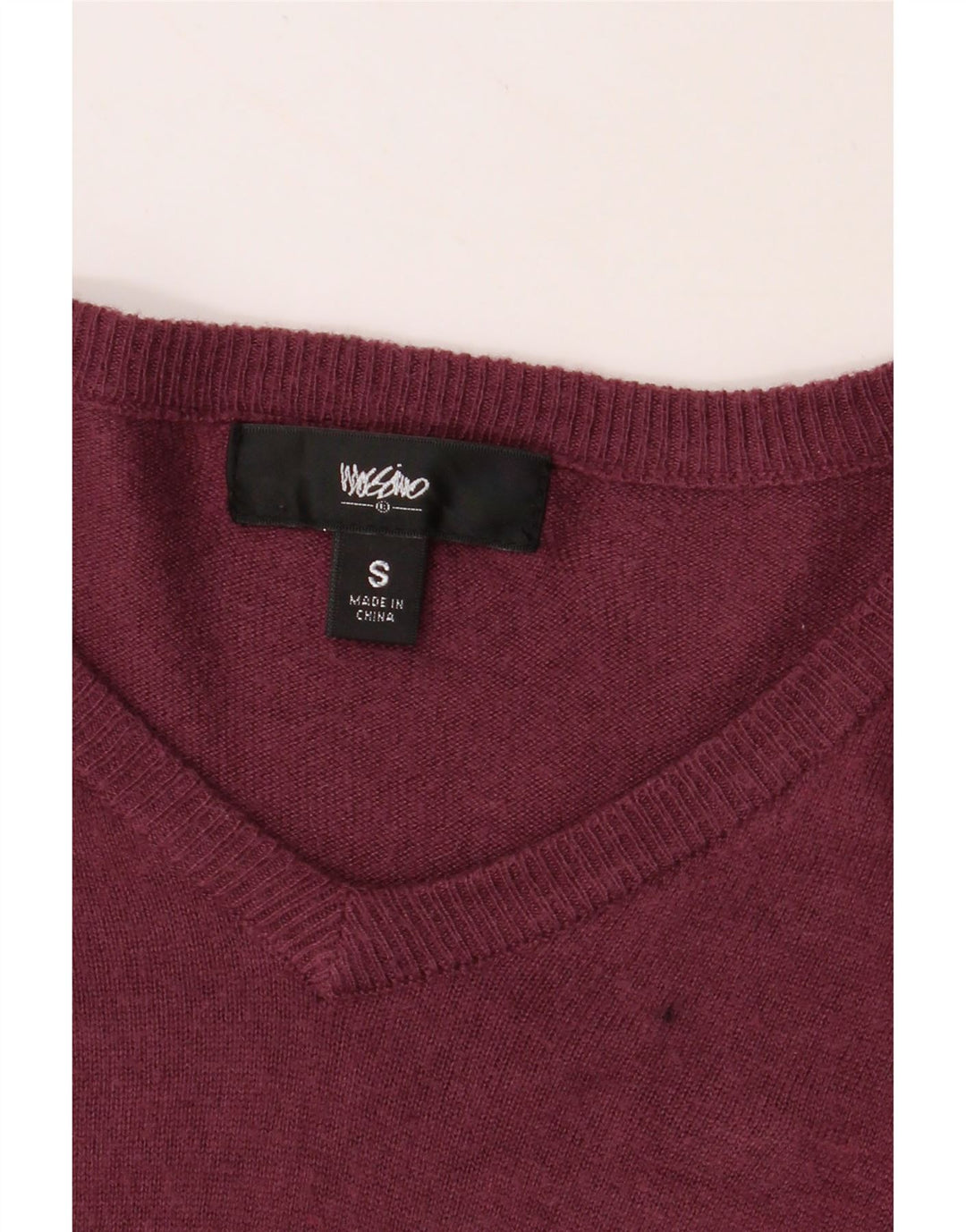 MOSSIMO Womens V-Neck Jumper Sweater UK 8 Small Burgundy Nylon Vintage Mossimo and Second-Hand Mossimo from Messina Hembry 
