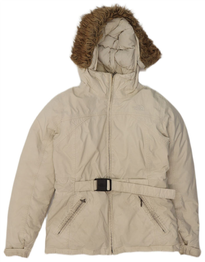 THE NORTH FACE Womens Hooded Padded Jacket UK 14 Medium Off White