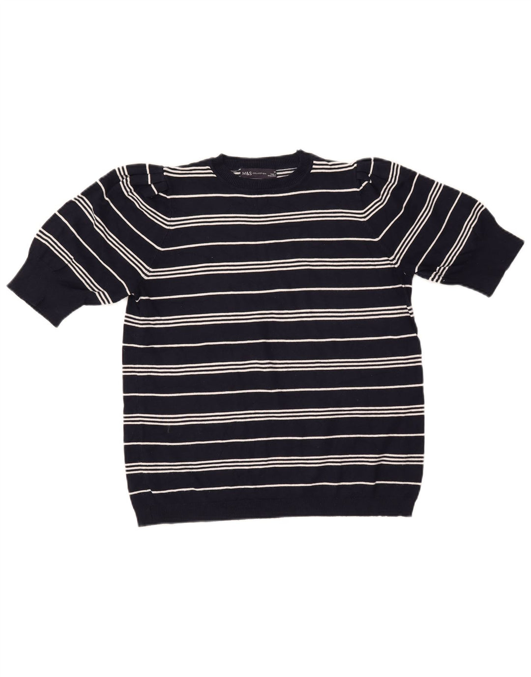 MARKS & SPENCER Maglione corto girocollo da donna UK14 Blu navy medio