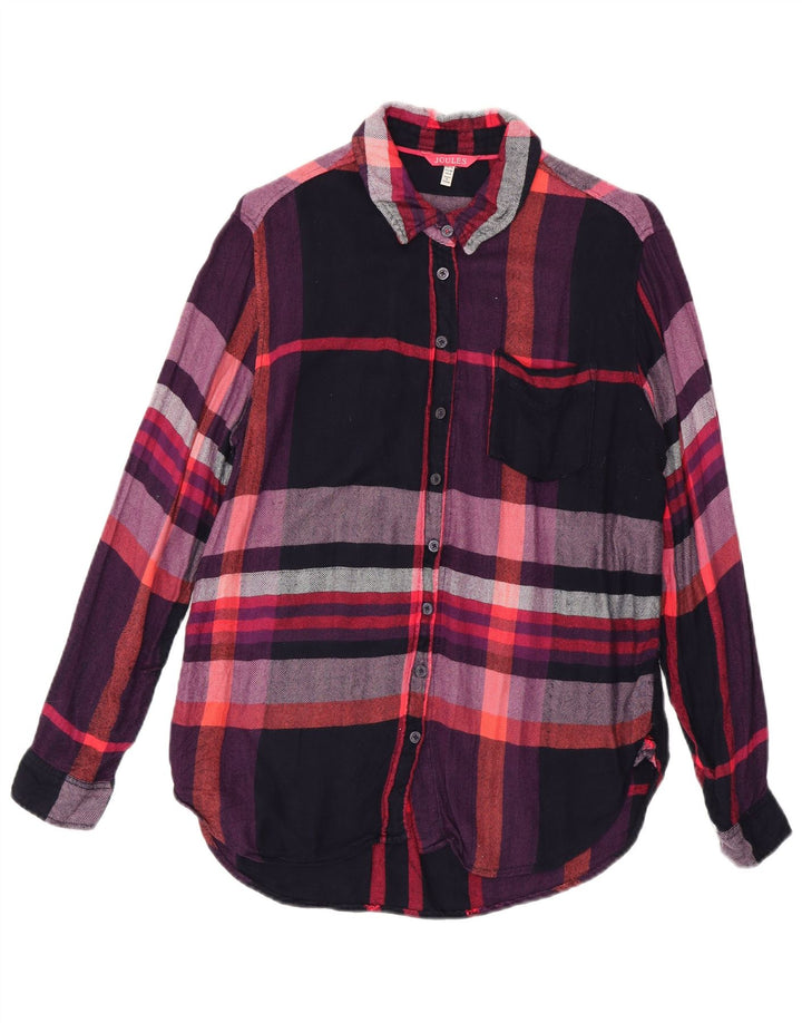 Joules Womens Flannel Shirt UK 12 Medium Black Check