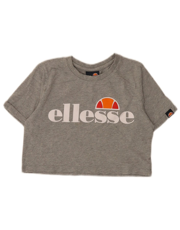 Ellesse Girls Crop Grafisk T-Shirt Top 8-9 År Grå Bomuld