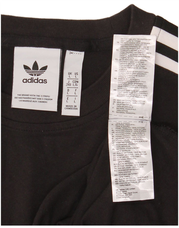 Adidas Mens T-Shirt Top Large Black Cotton