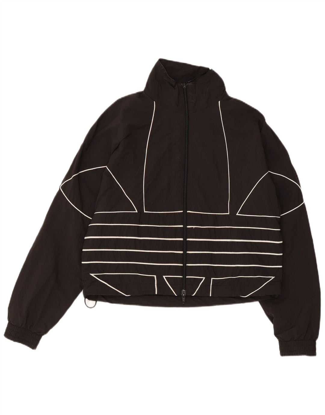 Adidas Womens Graphic Tracksuit Top Jacket UK 8 Small Black Polyamide