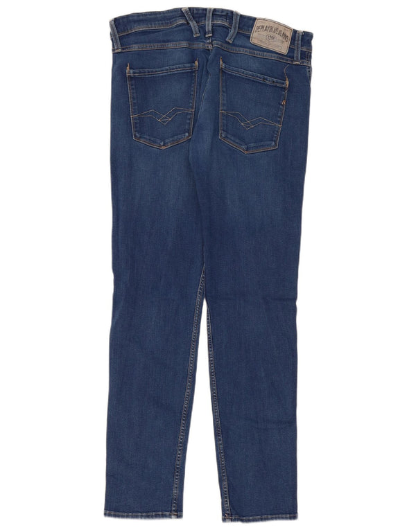 Replay Womens Anbass Slim Jeans W34 L32 Blue Cotton