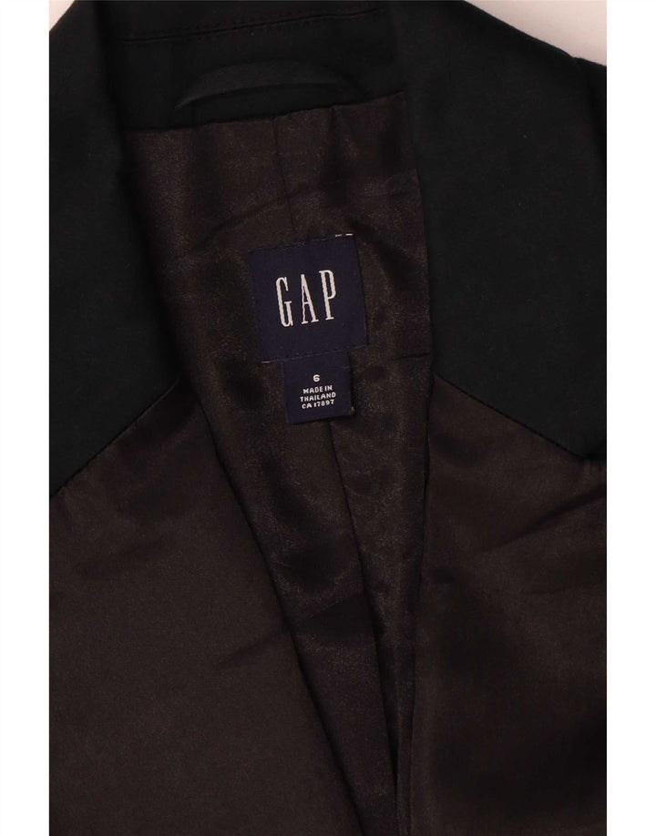 Gap Womens 1 Button Blazer Jacket US 6 Medium Navy Blue Cotton