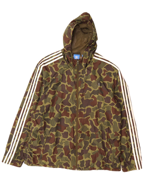 Мужская непромокаемая куртка Adidas с капюшоном UK 44 2XL Хаки Камуфляжный полиэстер
