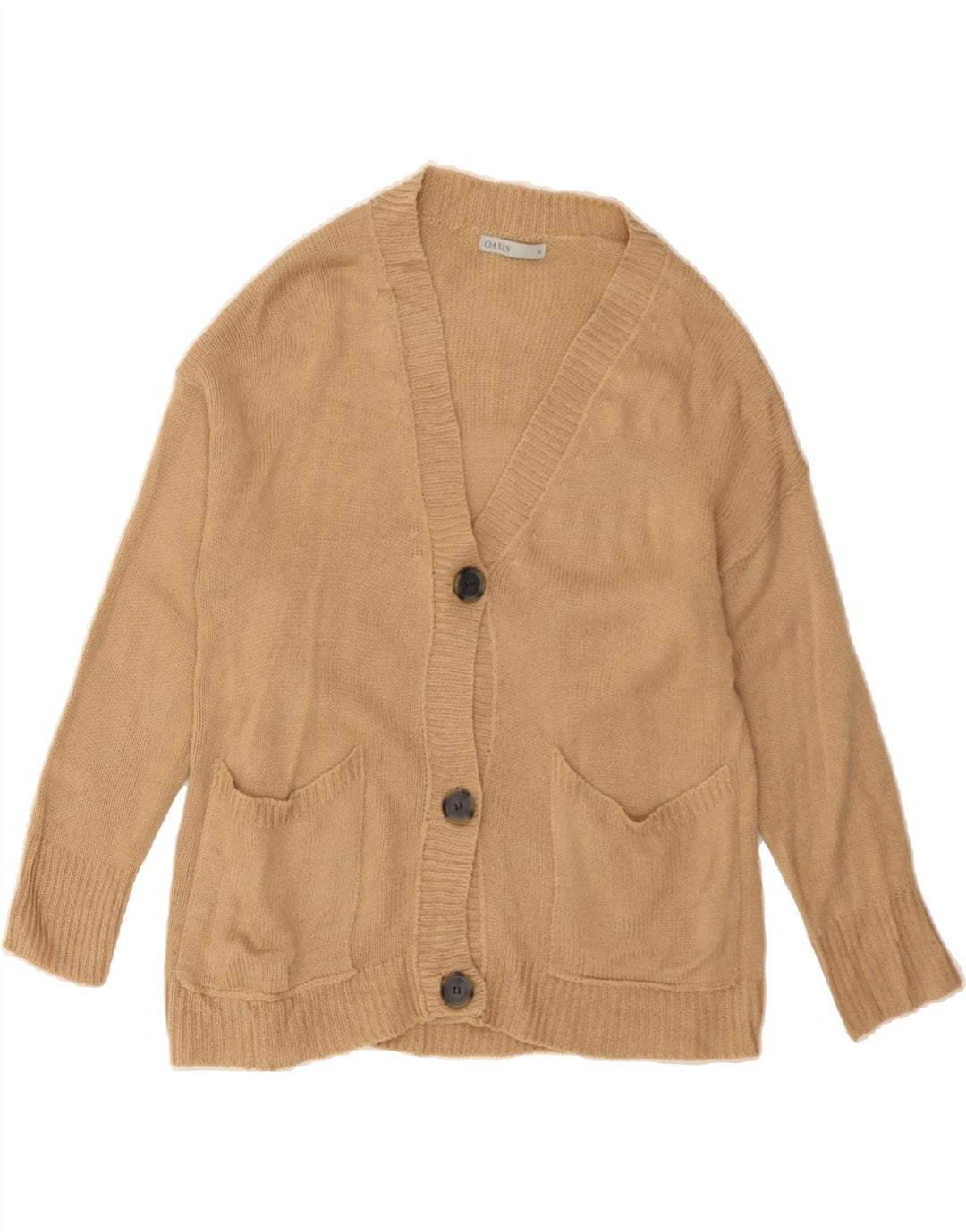 OASIS Womens Longline Cardigan Sweater UK 14 Medium Beige Acrylic Vintage Oasis and Second-Hand Oasis from Messina Hembry 