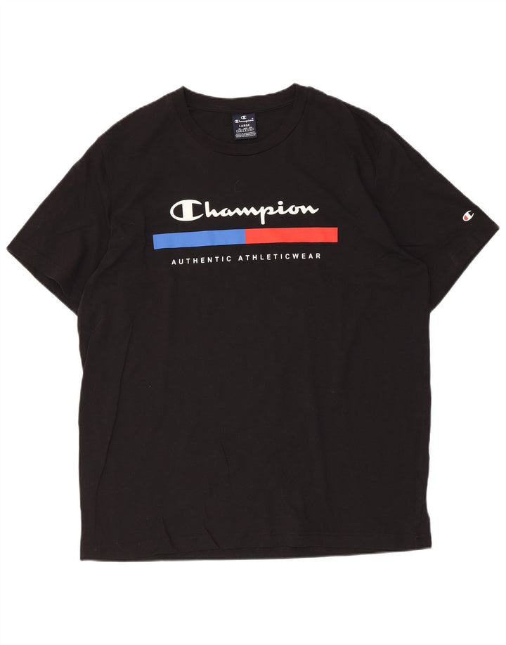 Champion Mens Graphic T-Shirt Top Large Black