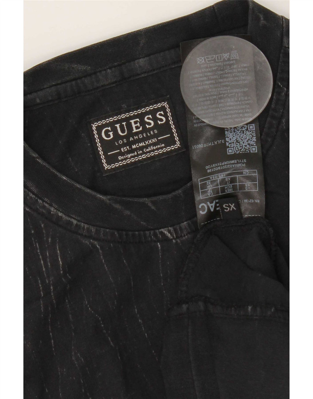 Guess Mens Top Manga Longa XS Algodão Preto