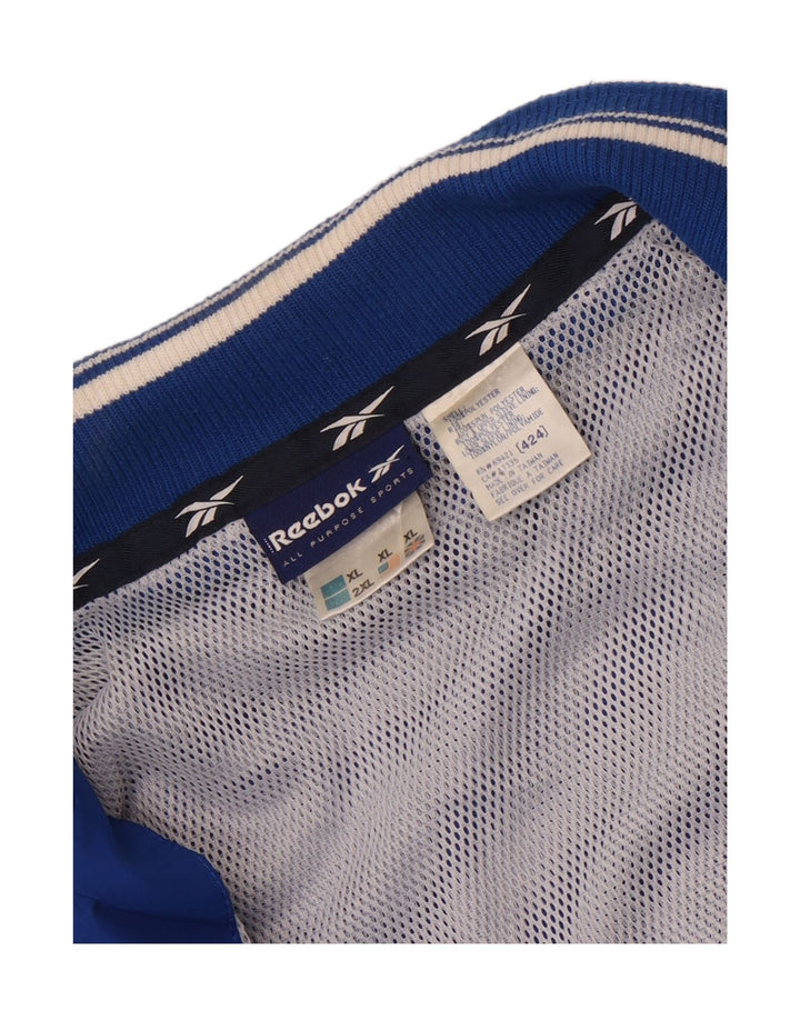 Reebok Mens Graphic Pullover Tracksuit Top Jacket XL Blue Polyester