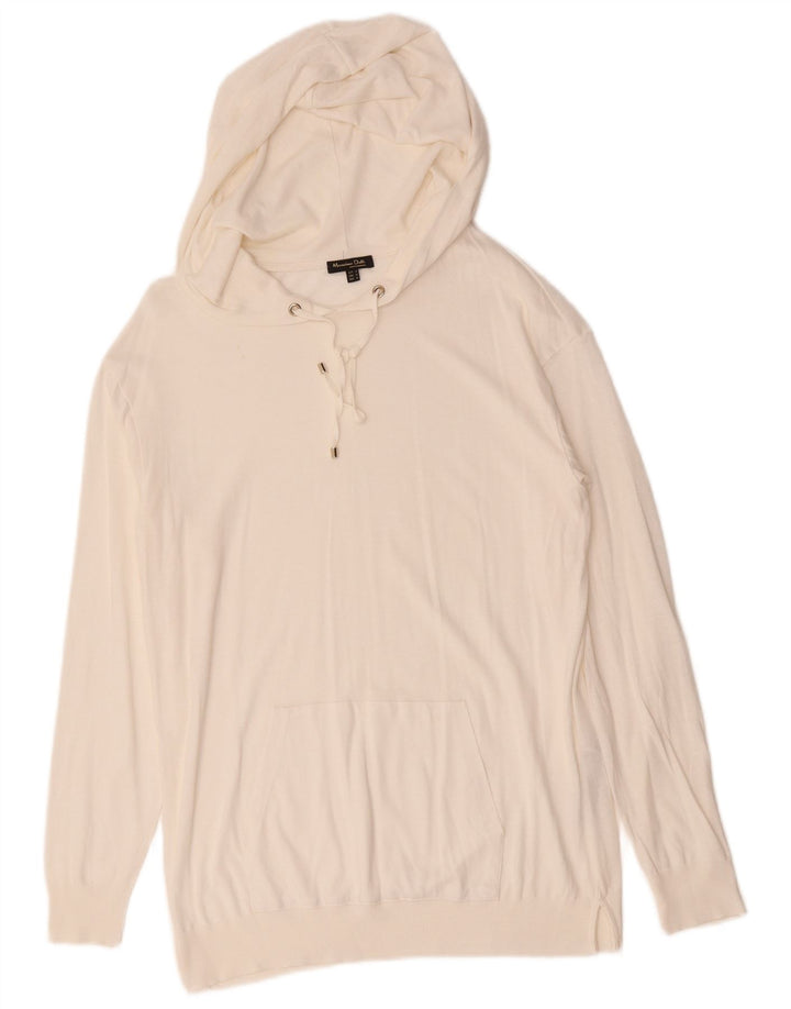 Maglione con cappuccio da donna Massimo Dutti UK 12 Lyocell bianco medio