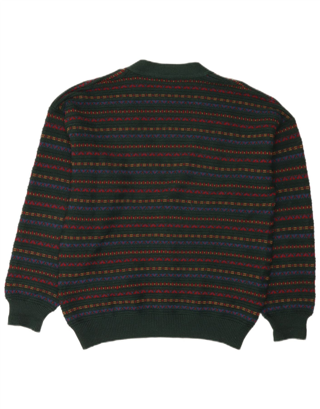 Il Granchio Mens Cardigan Sweater Medium Green Striped Wool