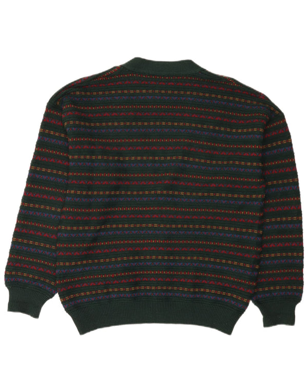 Il Granchio Mens Cardigan Sweater Medium Green Striped Wool