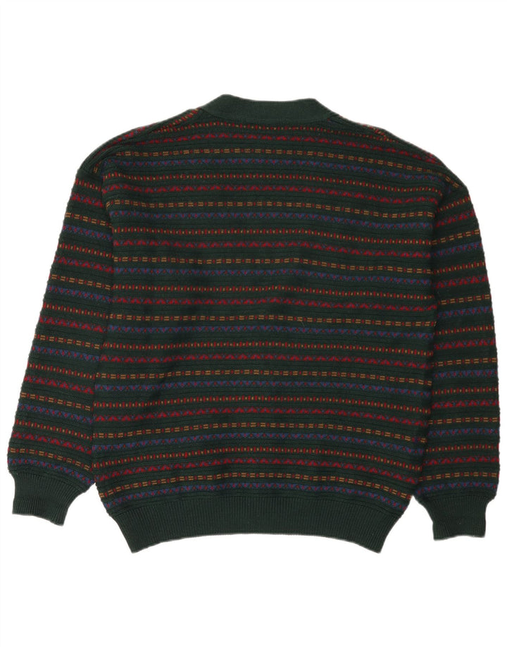Il Granchio Mens Cardigan Sweater Medium Green Striped Wool