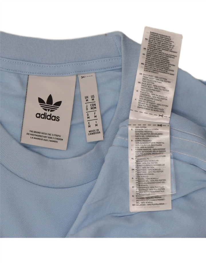 ADIDAS Mens Graphic T-Shirt Top Medium Blue Cotton
