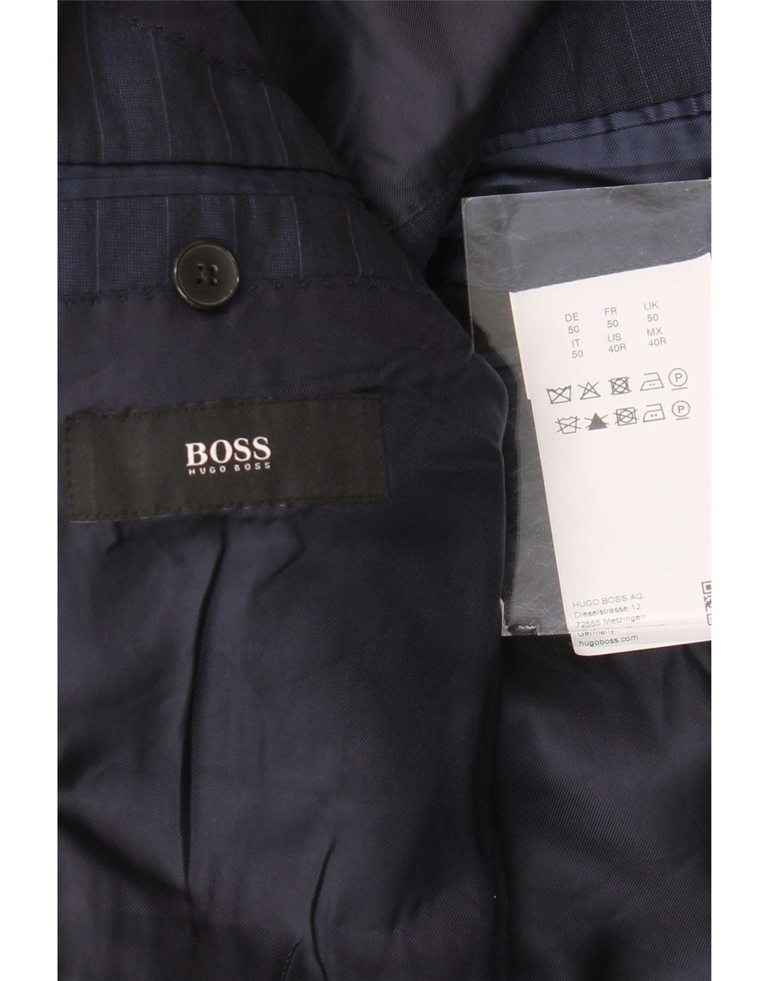 Blazer pentru bărbați Hugo Boss, cu 2 nasturi, EU 50, mare, bleumarin, cu dungi