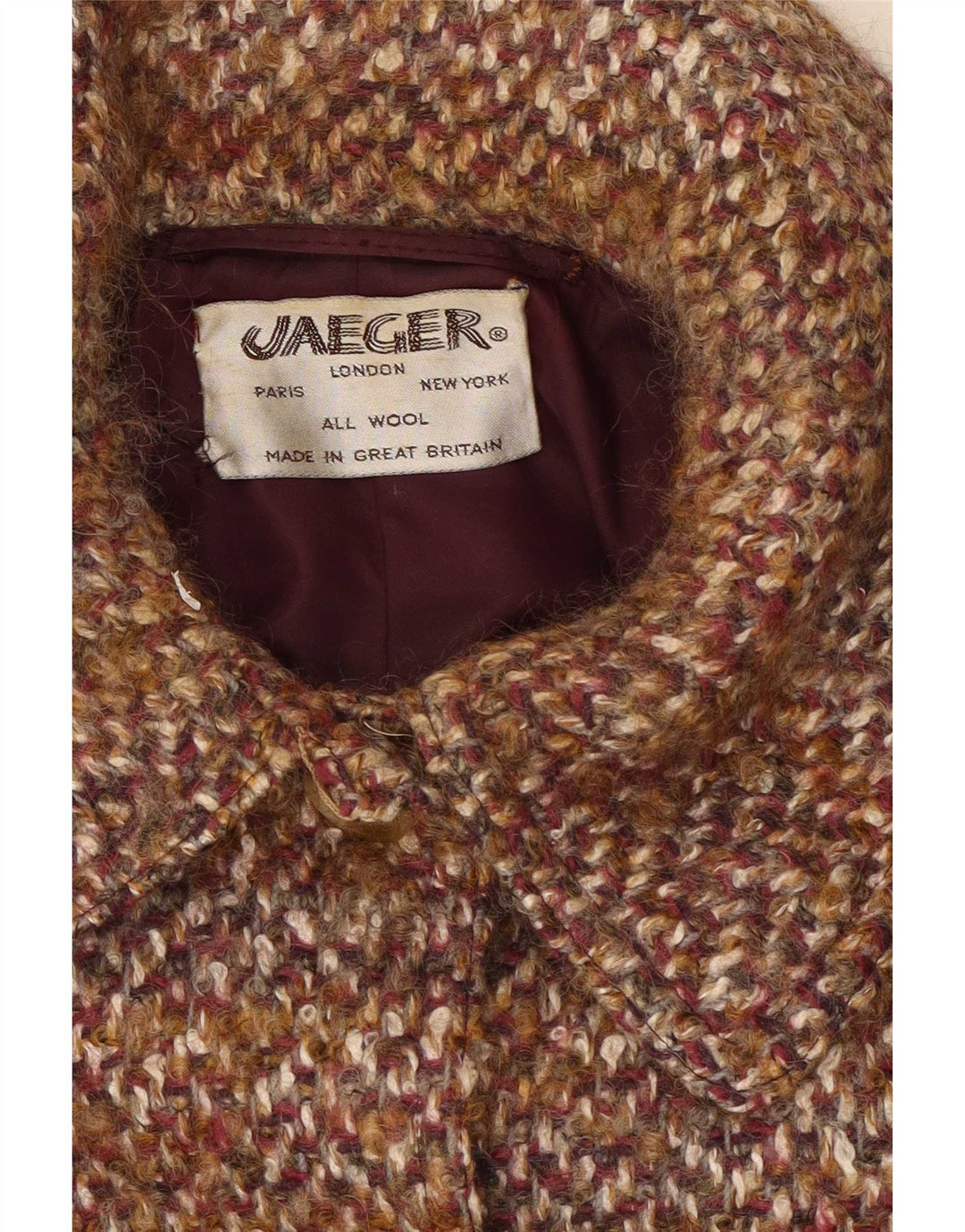 Soprabito oversize da donna Jaeger UK 14 Large in lana screziata marrone
