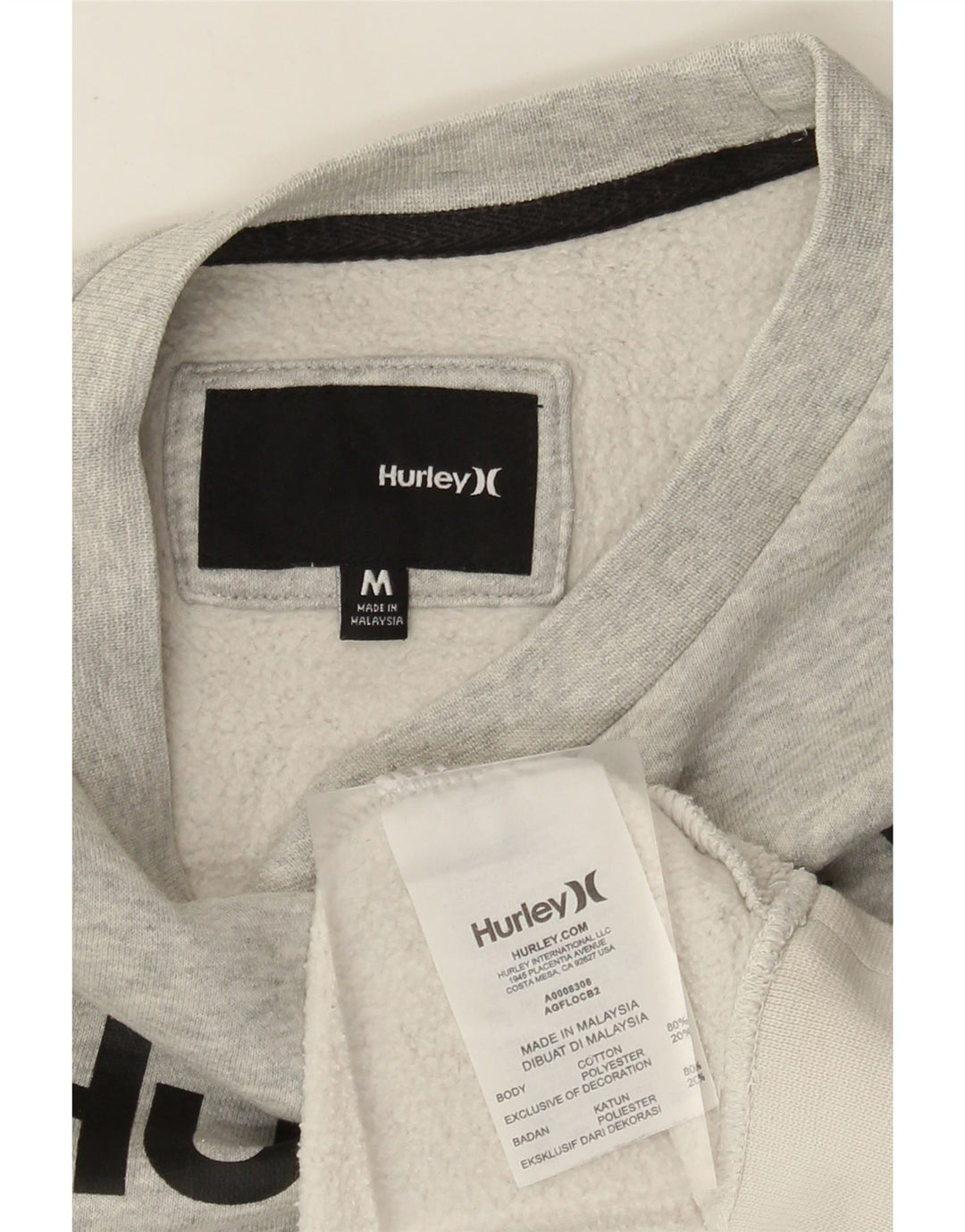 Hurley Mens Graphic Sweatshirt Jumper Medium Grey Colourblock Cotton