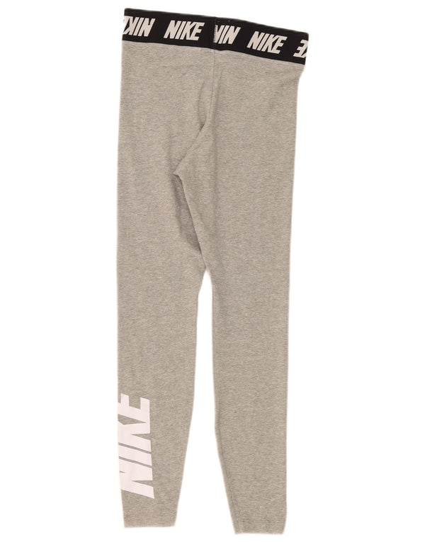 Nike Womens Graphic Leggings UK 8 Small Grey Colourblock Cotton