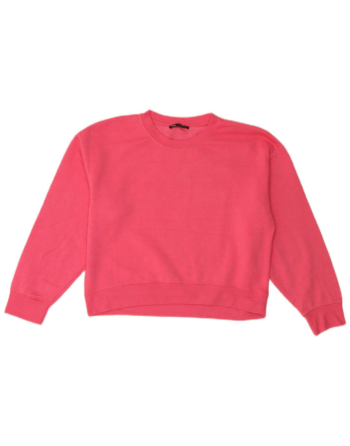 Zara Mujer Sudadera Jumper UK 44 Poliéster Rosa Medio