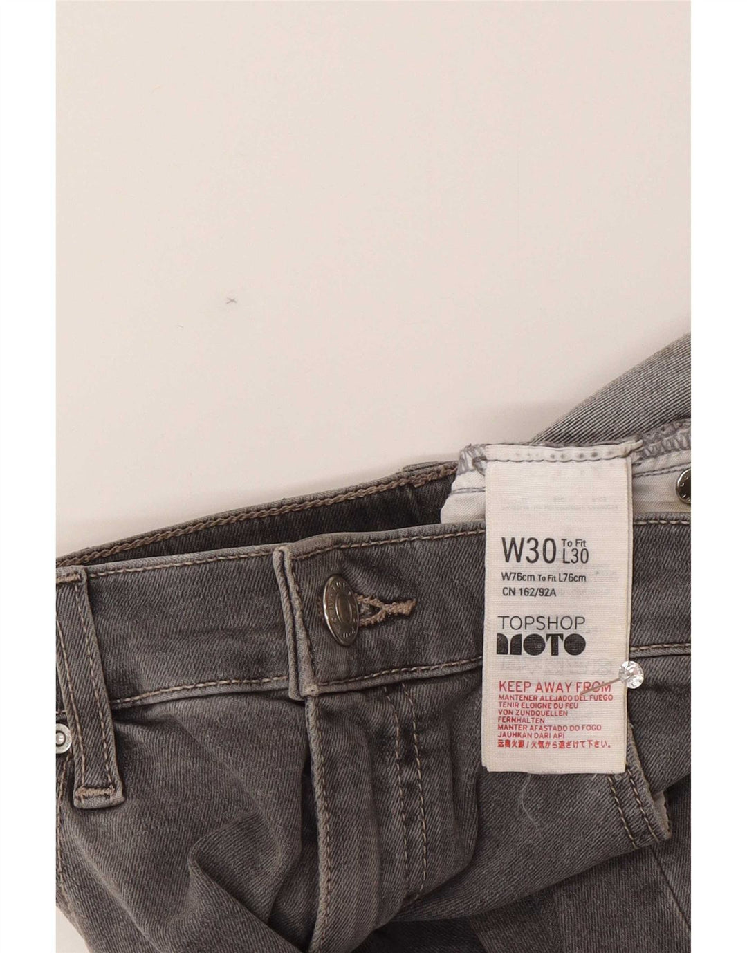 Topshop Womens Distressed Slim Jeans W30 L26 Grey Cotton