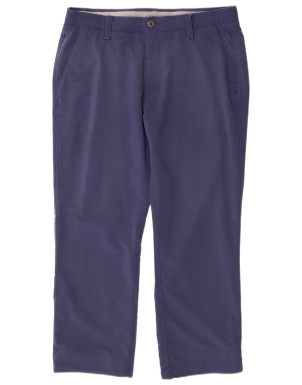 Pantaloni chino dritti da uomo Under Armour W36 L30 nylon blu navy