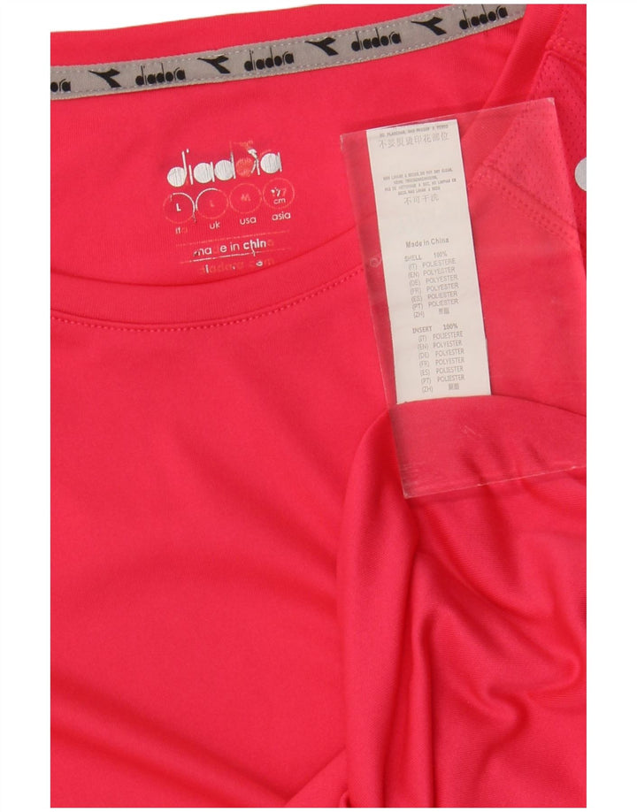 Diadora Womens T-Shirt Top UK 14 Large Pink Polyester