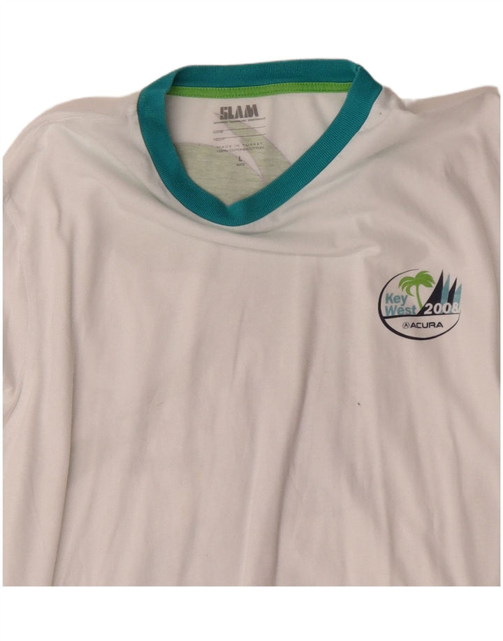 Slam Florida Graphic Top für Herren, langärmelig, groß, aus weißer Baumwolle