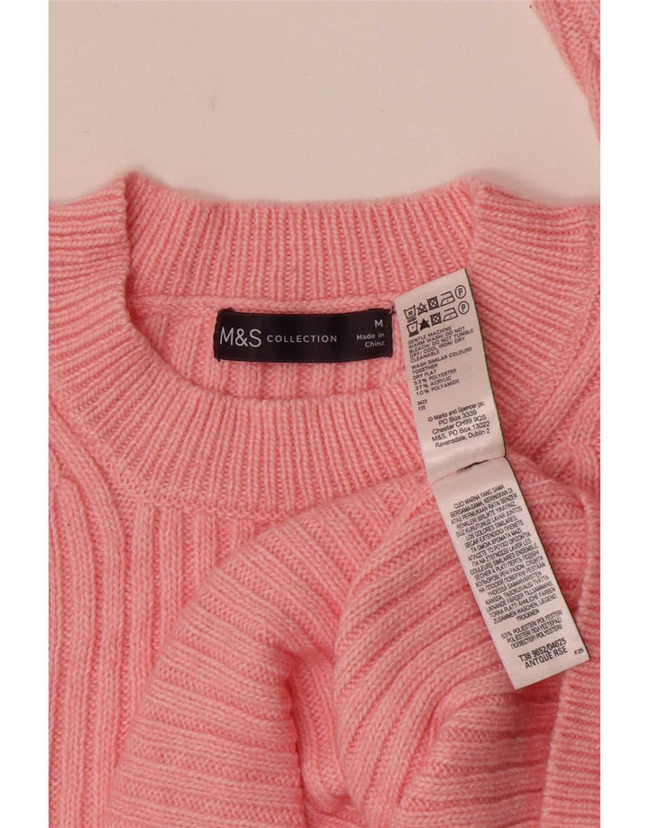 Marks & Spencer Damen-Pullover mit Rundhalsausschnitt, UK 14, Mittelrosa, Polyester