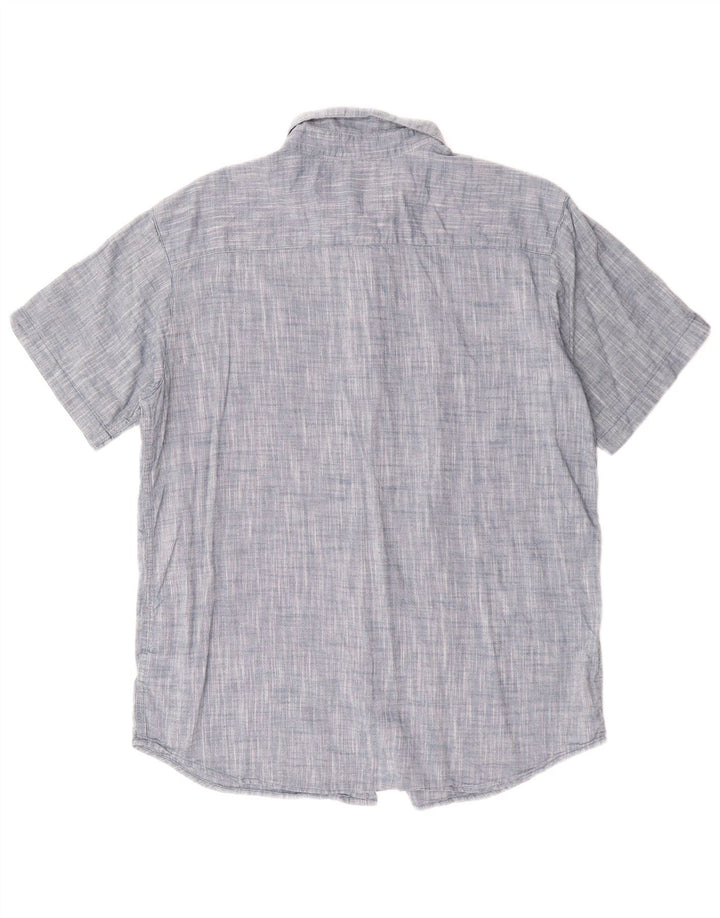 Columbia Mens Short Sleeve Regular Fit Shirt Large Blue Cotton