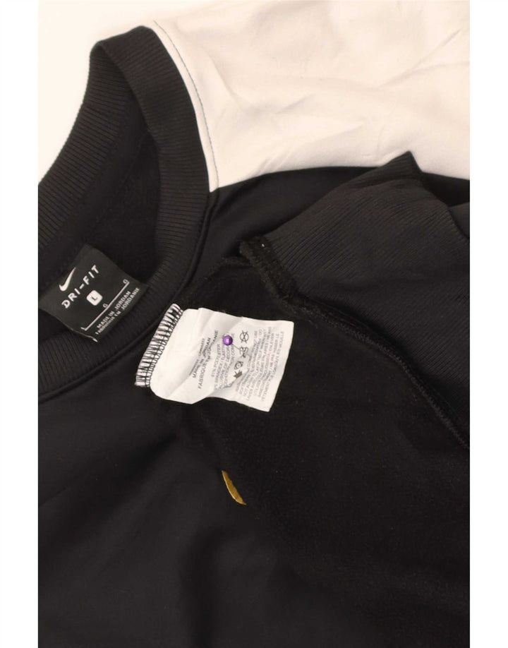 Nike Mens Dri Fit Sweatshirt Jumper Large Black Colourblock Polyester