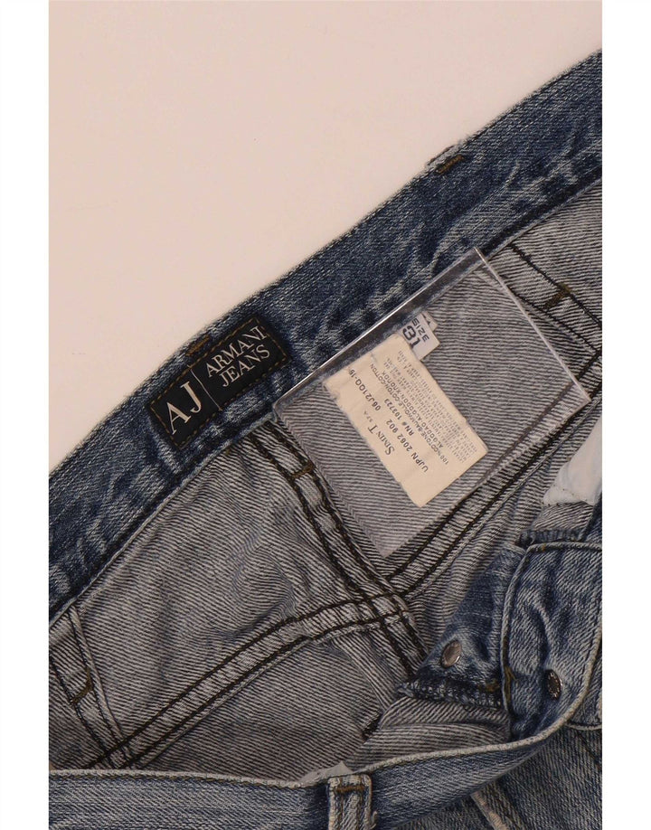 Armani Mens Distressed Straight Jeans W31 L29 Blue Cotton