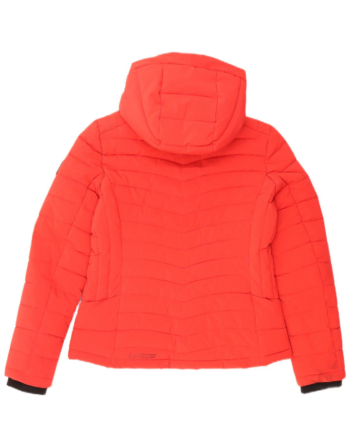 Superdry γυναικείο μπουφάν με κουκούλα μεγάλου μεγέθους UK 10 μικρό κόκκινο πολυεστέρα
