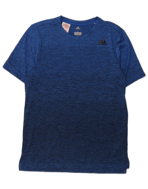 Adidas Boys Climalite T-Shirt Top 13-14 Years Large Blue Flecked Polyester