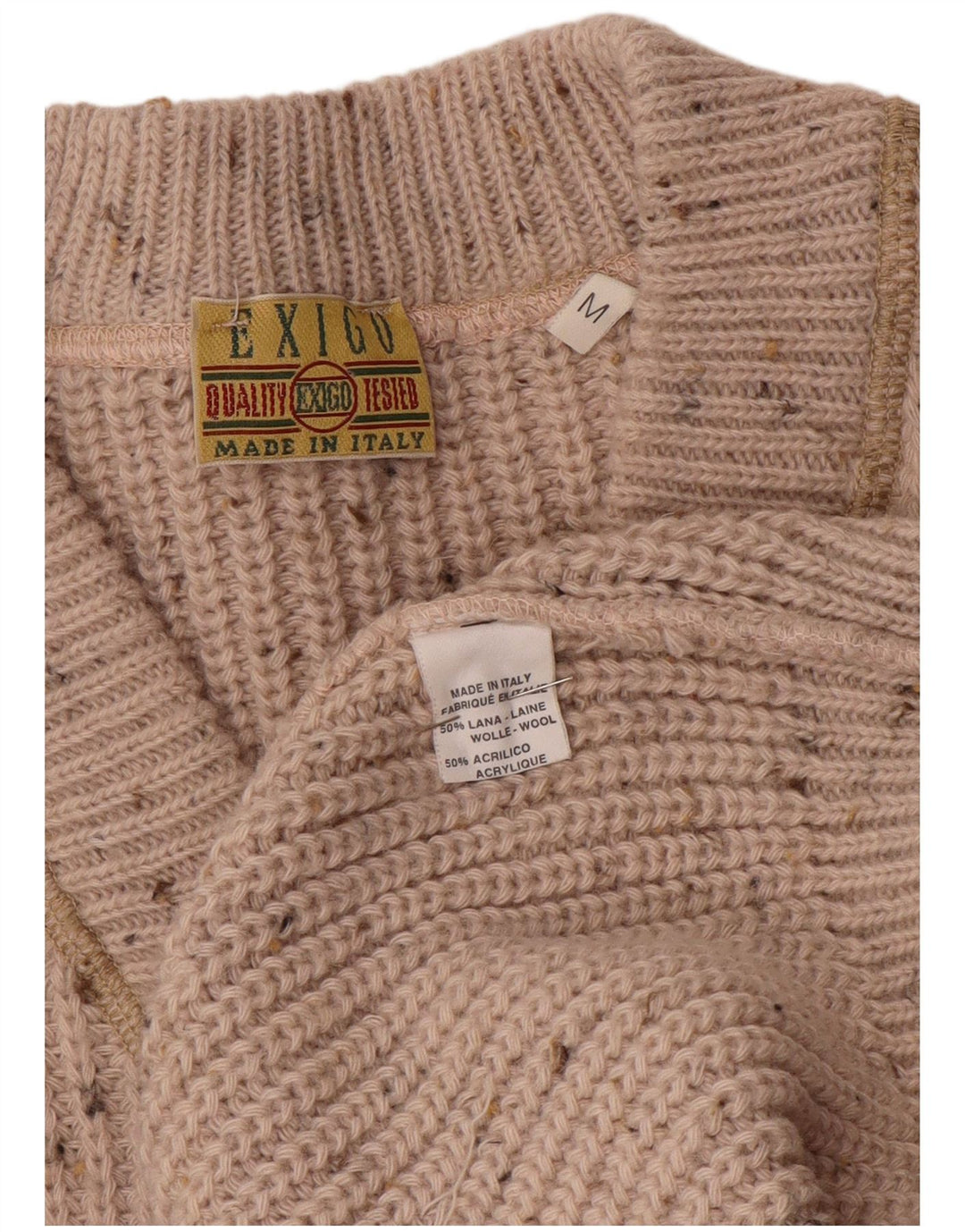 EXIGO Maglione da uomo con scollo a V in lana screziata beige medio