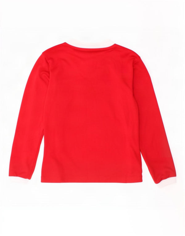 Adidas Boys Climalite Top Long Sleeve 7-8 Years Small Red Colourblock