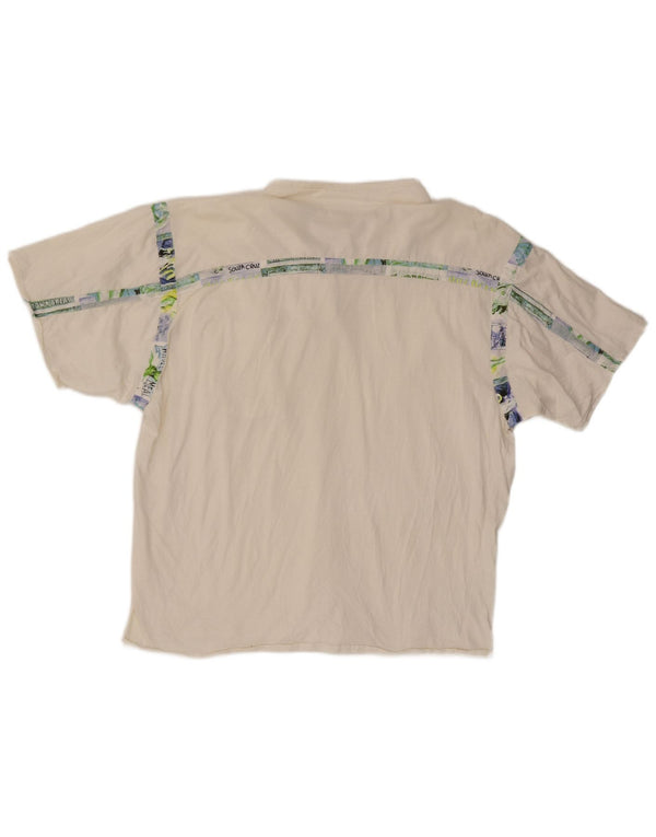 Vintage ανδρικό γραφικό μπλουζάκι με φερμουάρ IT 54 XL λευκό βαμβακερό