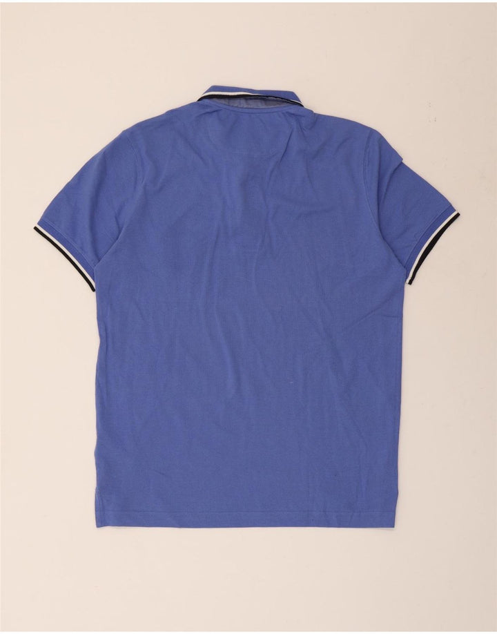 MASSIMO DUTTI Herren-Poloshirt aus mittelblauer Baumwolle