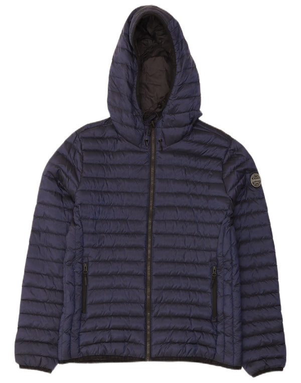 Superdry női kapucnis párnázott dzseki UK 16 nagy sötétkék nylon